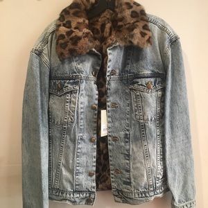 Pam & Gela Rabbit Fur Lined Jean Jacket